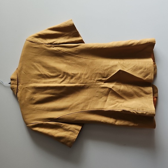 2/$20 Baremar - Vintage Mustard Short Sleeve Blazer Linen Blend - Size 10 - Picture 3 of 5